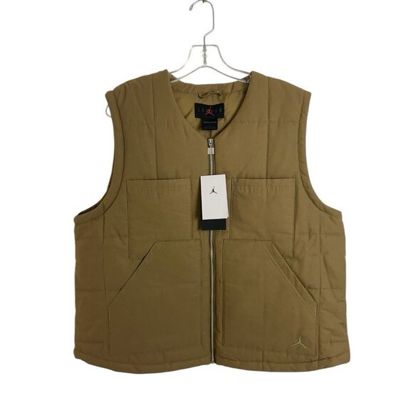 Jordan Jackets & Blazers - Nike Jordan Women's Quilted Vest Brown Kelp FB5192-395 Loose Fit Size Large NWT